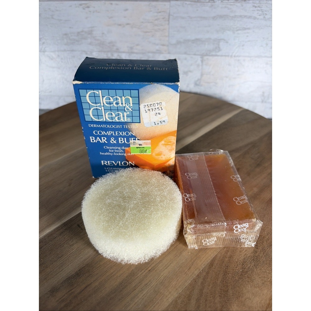 Vintage Revlon Clean & Clear Complexion Bar & Buff Skin Cleansing Soap 3 oz NOS